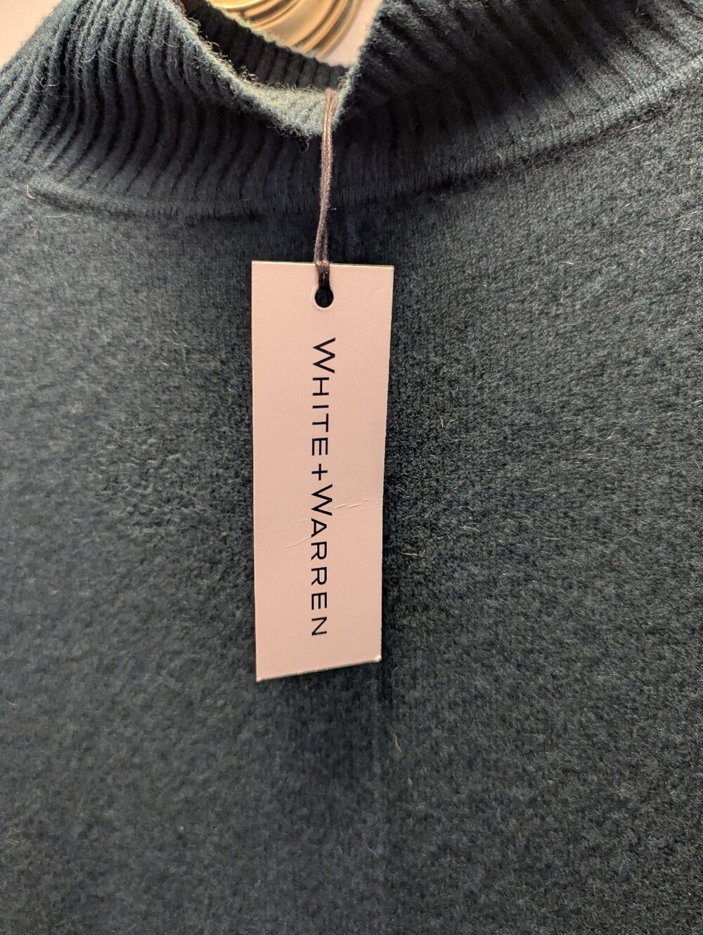 NWT White and Warren Women's Cypress Green Funnel Neck Sweater - Picture 6 of 6
